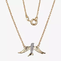 Sparkle Allure Bird Womens White Diamond Accent Pure Silver Over Bronze 18 Inch Pendant Necklace