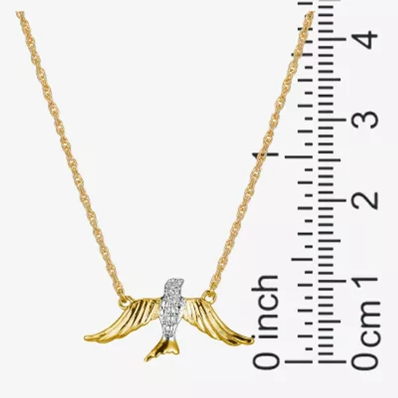 Sparkle Allure Bird Womens White Diamond Accent Pure Silver Over Bronze 18 Inch Pendant Necklace