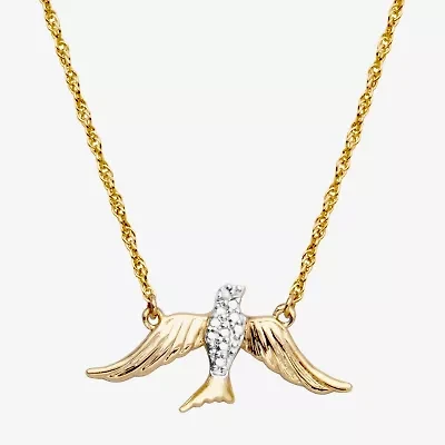 Sparkle Allure Bird Womens White Diamond Accent Pure Silver Over Bronze 18 Inch Pendant Necklace