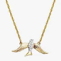 Sparkle Allure Bird Womens White Diamond Accent Pure Silver Over Bronze 18 Inch Pendant Necklace