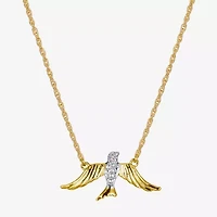 Sparkle Allure Bird Womens White Diamond Accent Pure Silver Over Bronze 18 Inch Pendant Necklace