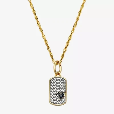Sparkle Allure Womens White Diamond Accent Pure Silver Over Bronze Dog Tag 18 Inch Pendant Necklace