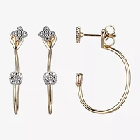 Sparkle Allure Womens White Diamond Accent Pure Silver Over Bronze Clover Earring Jackets