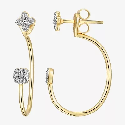 Sparkle Allure Womens White Diamond Accent Pure Silver Over Bronze Clover Earring Jackets