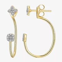 Sparkle Allure Womens White Diamond Accent Pure Silver Over Bronze Clover Earring Jackets