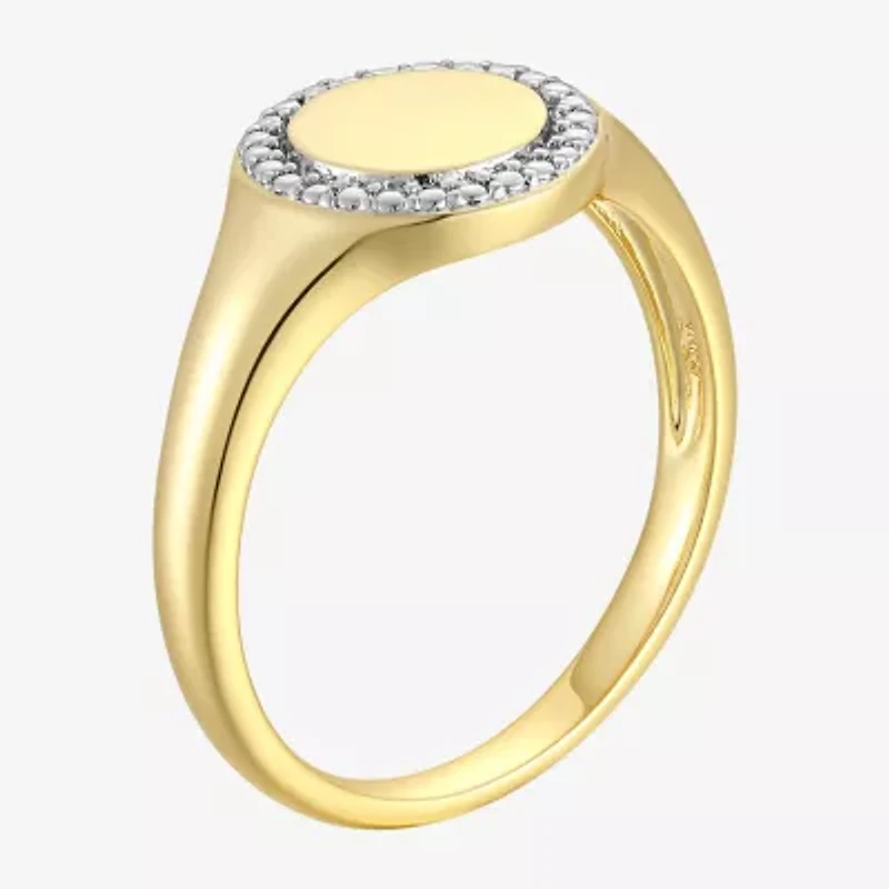 Sparkle Allure Womens White Diamond Accent Round Signet Ring