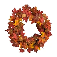 Nearly Natural "22"" Maple Leaf Faux" Wreath