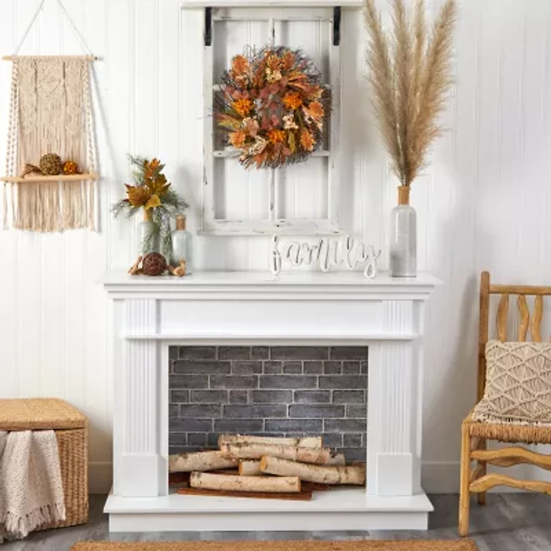 Nearly Natural 22" Autumn Dahlia & Berries Faux Wreath