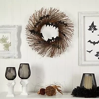 Nearly Natural 26" Halloween Bats Twig Wreath