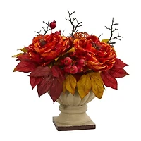 15” Peony and Sedum Artificial Arrangement