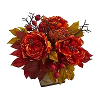 15” Peony and Sedum Artificial Arrangement