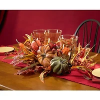 Nearly Natural Harvest Triple Candelabrum Candle Holder