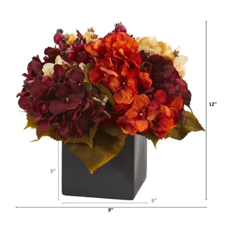 Nearly Natural 12" Faux Hydrangea Floral Arrangement