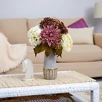 Nearly Natural Faux Peony Hydrangea & Dahlia Floral Arrangement
