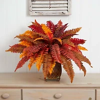 Nearly Natural 18" Faux Fern Red Artificial Plant