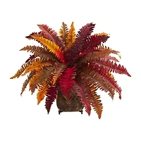 Nearly Natural 18" Faux Fern Red Artificial Plant