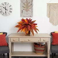 Nearly Natural 18" Faux Fern Red Artificial Plant