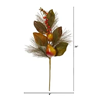 Nearly Natural 24" Faux Magnolia & Pine Stem Set Artificial Flowers