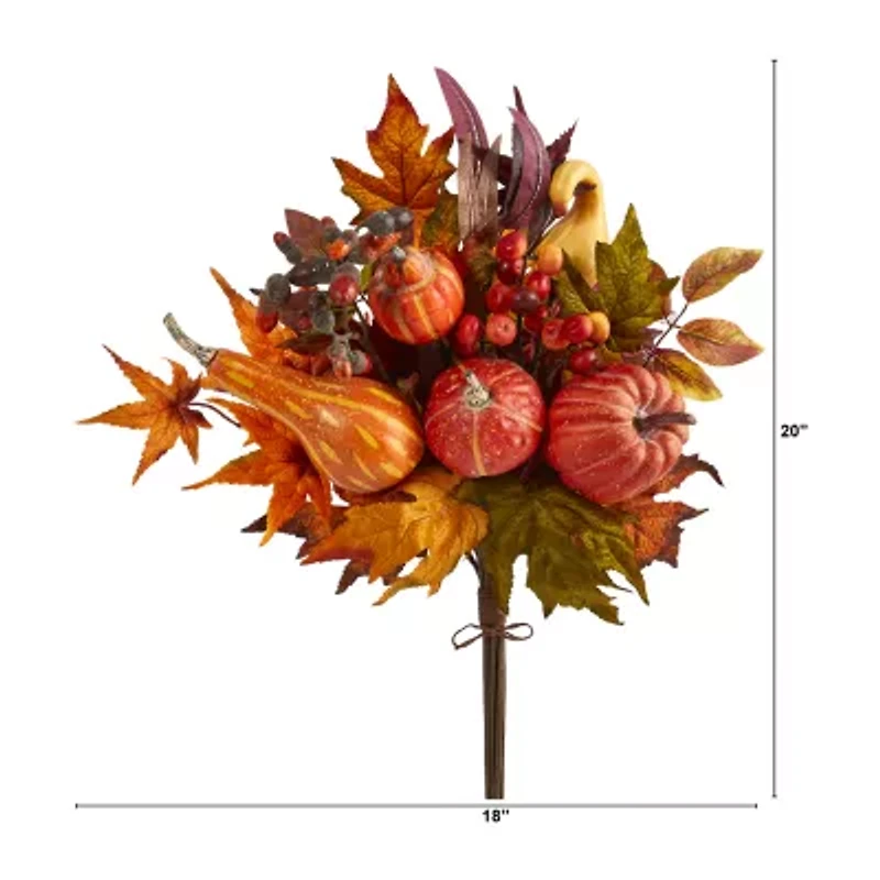 Nearly Natural Set Of 2 Pumpkin Maple Leaf Artificial Flowers