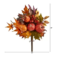 Nearly Natural Set Of 2 Pumpkin Maple Leaf Artificial Flowers