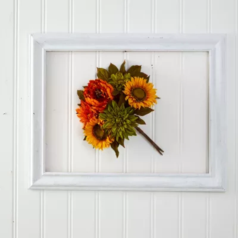 Nearly Natural Set Of 2 Peony Sunflower Artificial Flowers