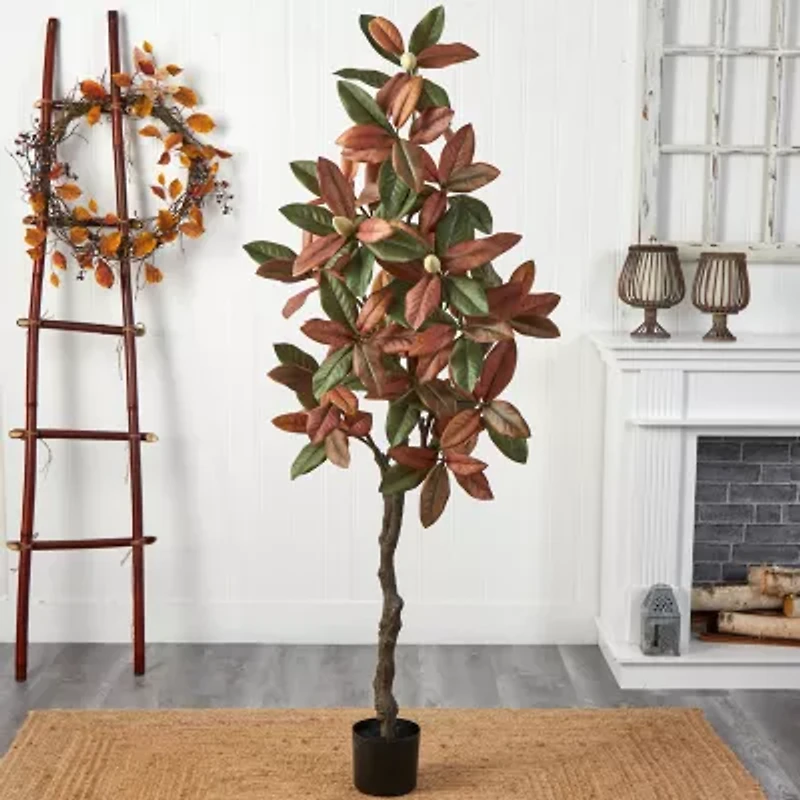 Nearly Natural 6ft Fall Magnolia Artificial Plant
