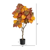 Nearly Natural 4ft Autumn Umbrella Ficus Fall Artificial Plant