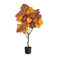 Nearly Natural 4ft Autumn Umbrella Ficus Fall Artificial Plant