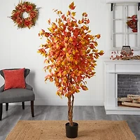 Nearly Natural 6ft Autumn Ficus Fall Artificial Plant