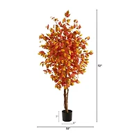 Nearly Natural 6ft Autumn Ficus Fall Artificial Plant