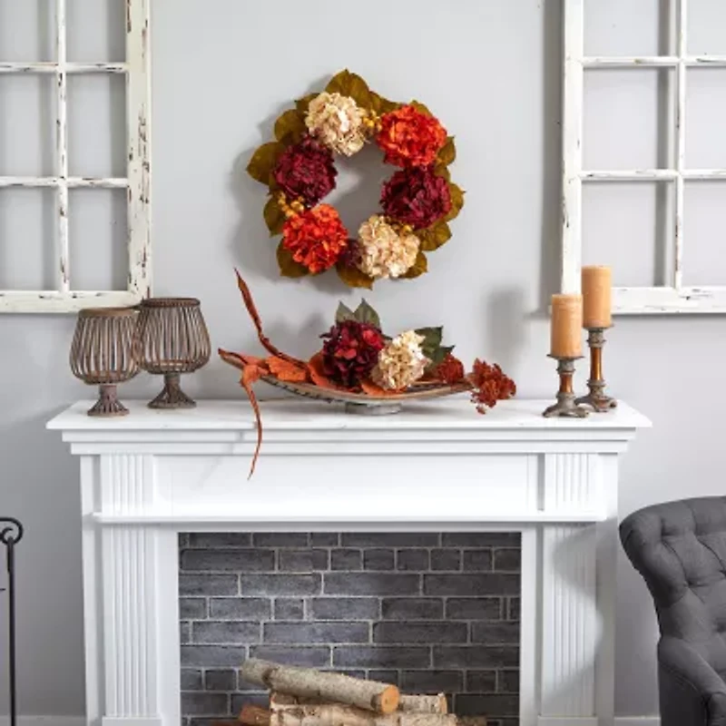 Nearly Natural 20" Hydrangea Berry Artificial Wreath