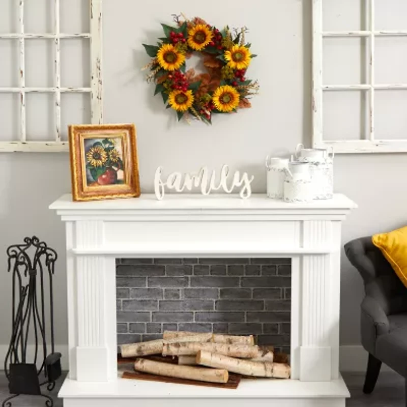Nearly Natural 27" Sunflower Berry Faux Wreath