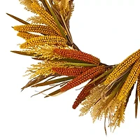 Nearly Natural "25"" Sorghum Harvest Faux" Wreath