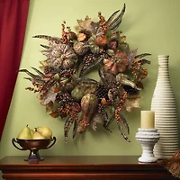 Nearly Natural 28" Autumn Pumpkin Wreath