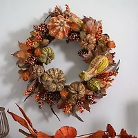 Nearly Natural 28" Autumn Pumpkin Wreath