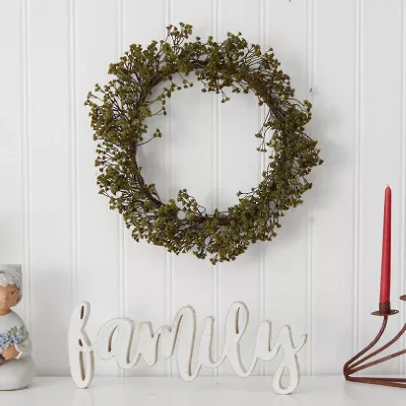 Nearly Natural 20" Autumn Gypsophila Artificial Wreath