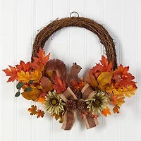 Nearly Natural 26" Fall Artificial With Bunny Wreath