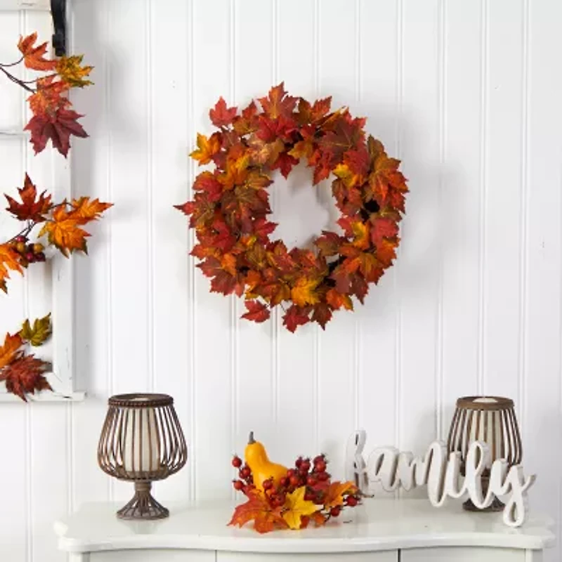 Nearly Natural "22"" Maple Leaf Faux" Wreath
