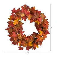 Nearly Natural "22"" Maple Leaf Faux" Wreath
