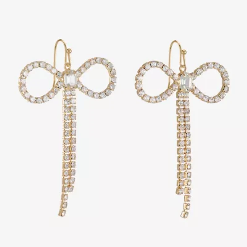 Bijoux Bar Womens Glass Bow Drop Earrings
