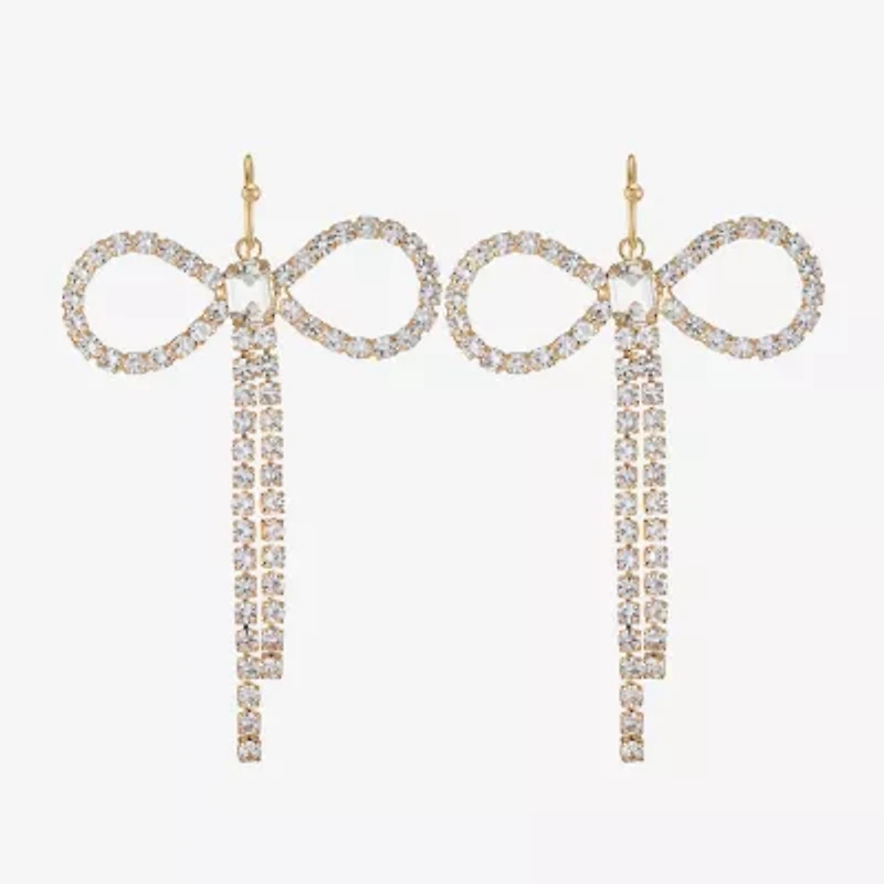Bijoux Bar Womens Glass Bow Drop Earrings