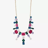 Bijoux Bar Frontal Womens Multi Color Statement Necklace