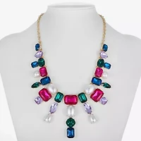 Bijoux Bar Frontal Womens Multi Color Statement Necklace