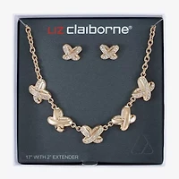 Liz Claiborne Collar Necklace And Stud Earring Womens Glass 2-pc. Jewelry Set