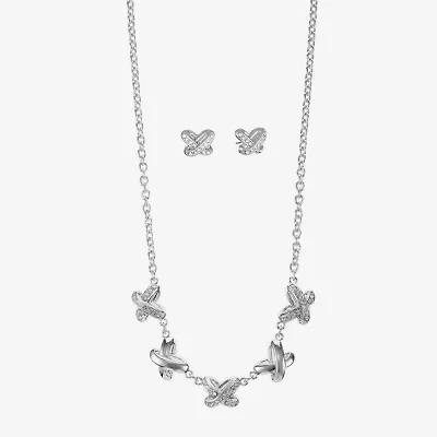 Liz Claiborne Collar Necklace And Stud Earring Womens Glass 2-pc. Jewelry Set