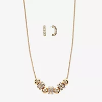 Liz Claiborne Collar Necklace And Hoop Earring Womens Glass 2-pc. Jewelry Set