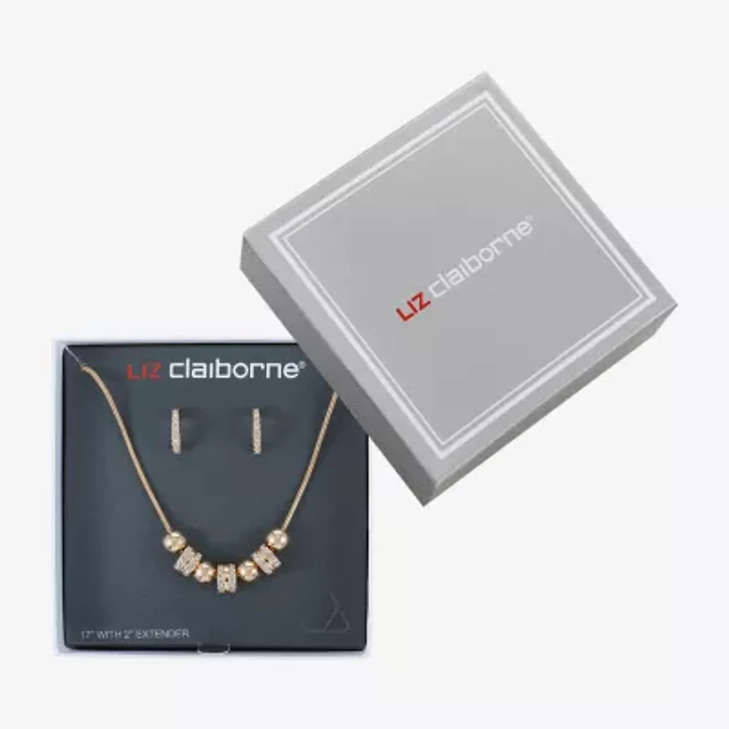 Liz Claiborne Collar Necklace And Hoop Earring Womens Glass 2-pc. Jewelry Set