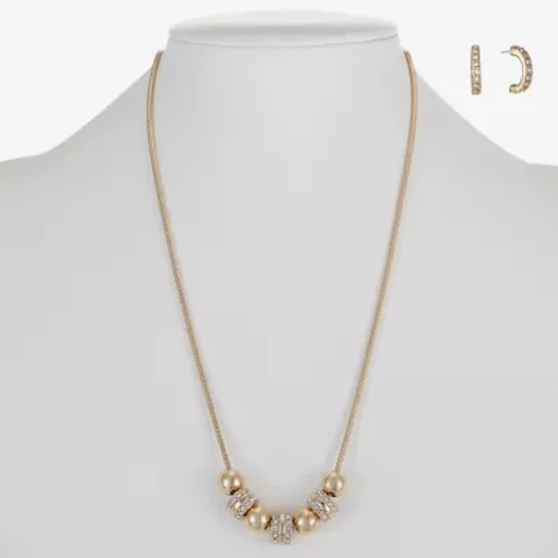 Liz Claiborne Collar Necklace And Hoop Earring Womens Glass 2-pc. Jewelry Set