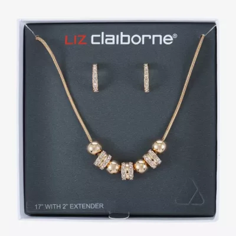 Liz Claiborne Collar Necklace And Hoop Earring Womens Glass 2-pc. Jewelry Set