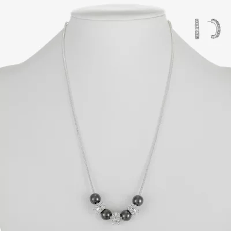 Liz Claiborne Collar Necklace And Hoop Earring Womens Glass 2-pc. Jewelry Set